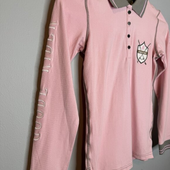 Goode rider Youth Girls Champion Polo Long Sleeve Shirt 12 Pink Equestrian - Picture 3 of 11